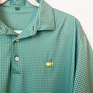 Like New Masters Peter Millar Mens Polo Shirt Green gingham
